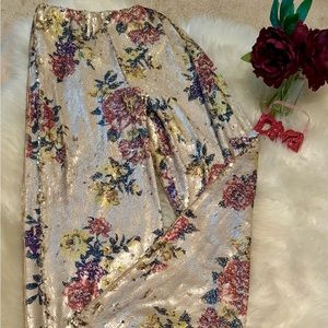 Floral sequin palazzo pants
